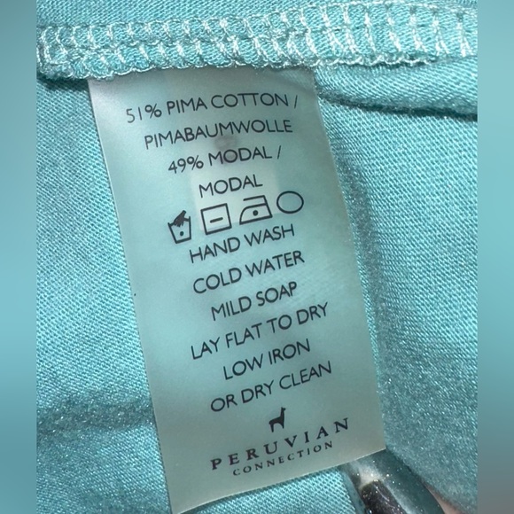 Peruvian Connection Hannah Maxi dress L sea foam green  cap sleeve semi fitted - Picture 10 of 10